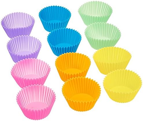 LOVEing Silicone Cupcake Baking Cups Baking Cups Liners Reusable Non-Stick Cake Molds Sets With High Heat Resistance For Cupcakes, Muffins, Gelatin and Frozen Desserts (12 pack)