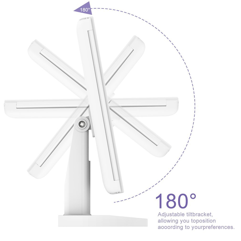 Miroir Maquillage LED lumineux, Miroir Triple Pliable avec Écran Tactile Grossissement 1X/2X/3X/10X Miroir Cosmétique 180° Ajustable avec Bouton, Câble USB pour Maquillage Beauté