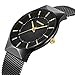 Tonnier Mens Watch Black&Golden Stainless Steel Ultrathin Mesh Strap Watch for Men