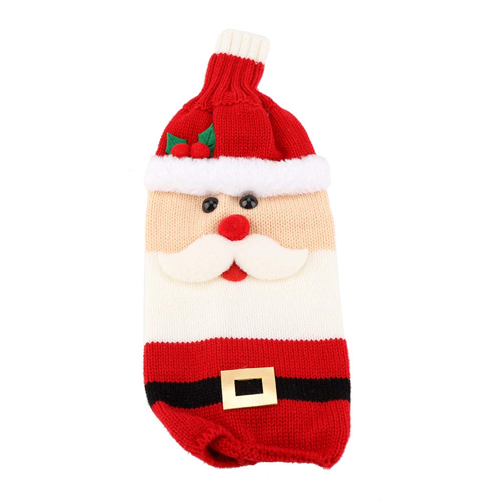 Garosa Christmas Wine Bottle Cover Knitted Santa Snowman Wine Bag Festive Party Decoration for Home Table Use Portable Holiday Supplies