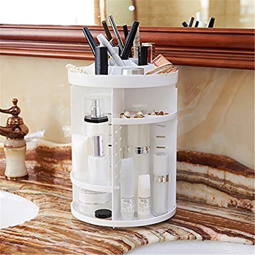 Transser 360 Rotating Makeup Organizer, Adjustable Makeup Carousel Spinning Holder Storage Rack, Large Capacity Make up Caddy Shelf Cosmetics Organizer Box, Great for Bedroom, Bathroom