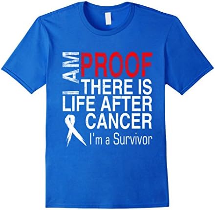 Men's Proof Life After Cancer Survivor Support Awareness T-Shirt Large Royal Blue