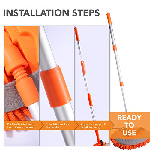 HOUSE DAY Car Wash Brush with 45” Long Handle & 3pcs Car Wash Mitt Scratch Free, Soft Scrub Car