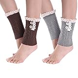 2 Pack of Womens Lace Stretch Boot Leg Cuffs Leg Warmers Socks Topper Cuff