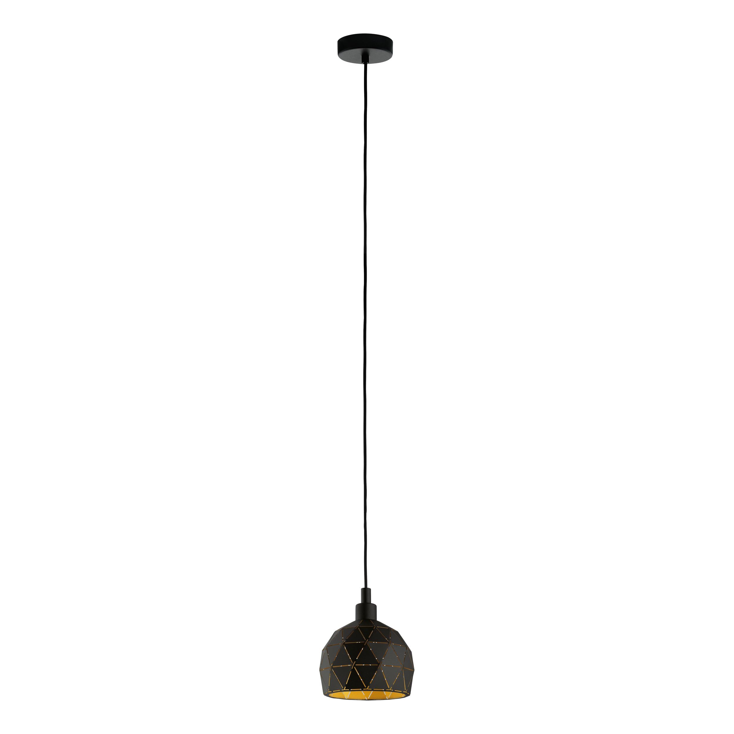 Eglo Pendant Lamp Roccaforte, 1 Bulb Vintage Pendant Light, Retro Hanging lamp Made of Steel in Black and Gold, E14 Socket, Ø 17 cm