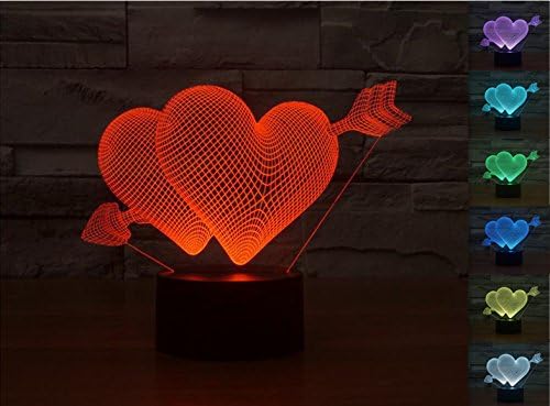 Phonecase 3D illusion Light Projector,7 Color Gradual Changing LED Touch Switch Light for Sweet Lover- The Heart Balls