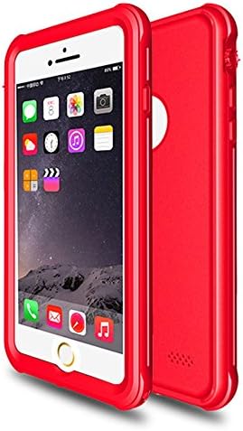 iPhone 7 Plus Waterproof Case, Full Body Sealed Protective Shockproof Snowproof Dirtproof IP68 Clear Underwater Waterproof Case for iPhone 7 Plus Swimming, Boating, Skiing and Outdoors (Red)