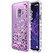 Galaxy S9 Case w/[Full Coverage Screen Protector Premium Clear], NageBee Glitter Liquid Quicksand Waterfall Flowing Sparkle Bling Diamond Girls Cute Case Designed for Samsung Galaxy S9 -Purple