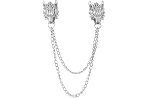 WCRAZYE Vintage Animal Tassel Chain Pin Brooch for Men Women Rhinestone Collar Chain Pin Punk Cool Sheep Eagle Tiger Lion Wolf Chain Pin Brooch for Men's Corsage Pin Jewelry Gift