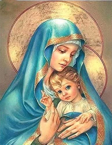 Vierge Marie Christ 5d Diy Diamant Peinture Icones Religieuses Photos Diy 3d Diamant Broderie Images Jesus Mosaique Diamant 40x55cm Amazon Fr Cuisine Maison