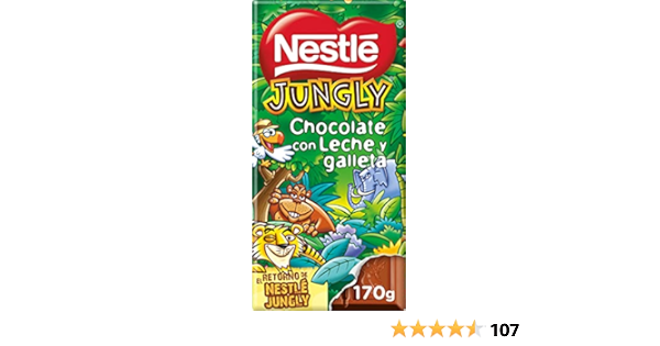 Nestlé Jungly Tableta de Chocolate con Leche y Galleta, 125g ...