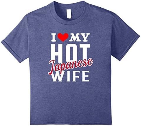 Kids I Love My Hot Japanese Wife Shirt 8 Heather Blue