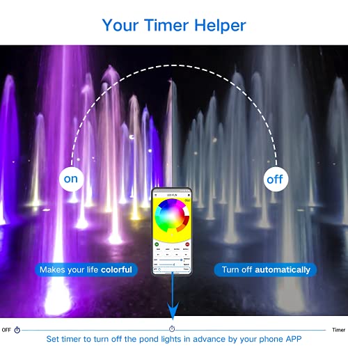 JWTPRO Pond Lights Underwater Bluetooth APP Control, RGB Pool Lights IP68 Waterproof Battery Powered (Not Included), 13 LED Lights with Suckers for Hot Tub, Lazy Spa Lights 8 Flashing Modes 1 Pack