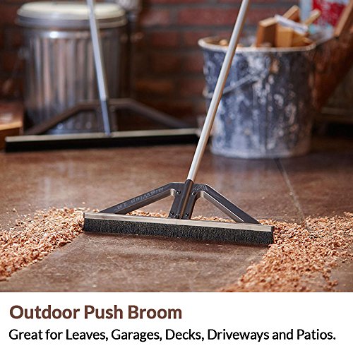 bigWISP, Lightweight Push Broom Best Outdoor Broom for Leaves, Garage and Decks with Bristle Seal Technology (18")