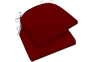 Wellsin Outdoor Chair Cushions for Patio Furniture - Patio Chair Cushions Set of 2 - Water Resistant Round Corner Outdoor Seat Cushions 17"X16"X2", Burgundy