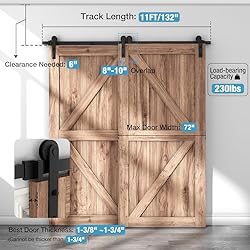 ZEKOO 11 FT Bypass Sliding Barn Door Hardware