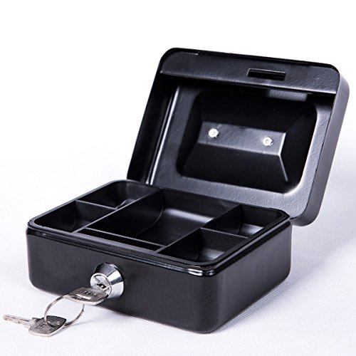 Jssmst GB001bls Locking Small Steel Cash Box with Money Tray,Lock Box