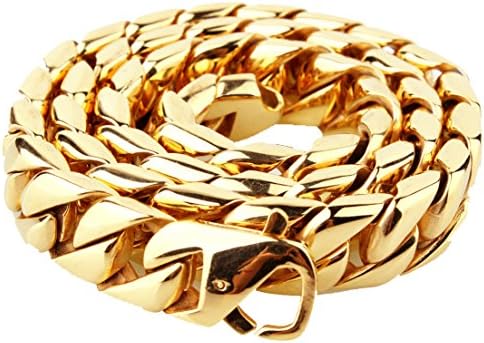 Jewelry Kingdom 1 15mm Heavy Huge Men's Stainless Steel Cuban Curb Link Chain Necklace Gold Plated,16-40"