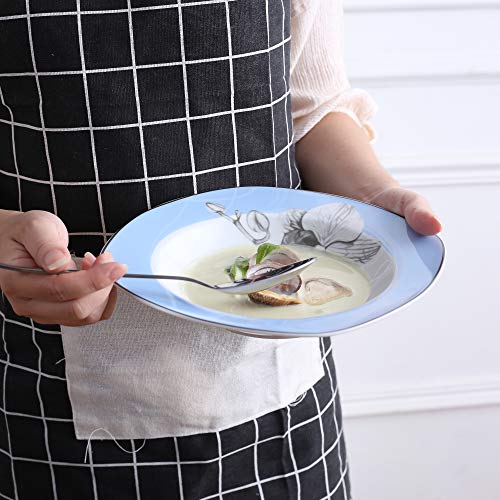 image for VEWEET 4-Piece Porcelain Soup Plate Sets, Ceramic Ivory White 6-Ounce 