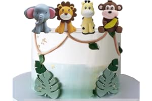 DIDIDA Jungle Safari Animal Cake Topper with Lion Giraffe Monkey Elephant for Baby Shower