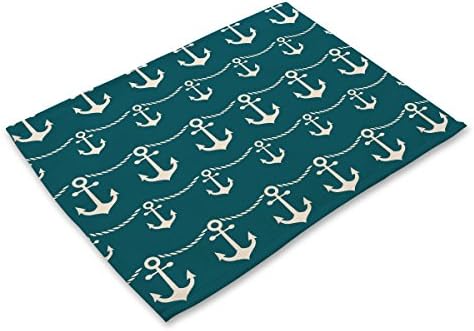 FDY MY Anchor &amp; Chevron Design Placemats Table Mats Print Non-slip Heat Insulation Place Mat for Dining Table