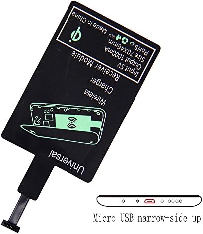 Wireless Charger Receiver Pad Qi Wireless Charging Receiver Patch Module Chip - Fast Speed &amp; Ultra Slim - for Android and iPhone (Android Micro Forward Interface)