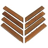 Bare Decor EZ-Floor Corner Trim Piece Interlocking Flooring in Solid Teak Wood (Set of 8), Oiled Finish