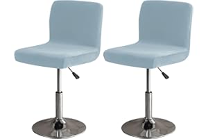 LightInTheBox Bar Stool Cover Square Swivel Bar Chair Seat Velvet Bar Stool Protector Cover for Counter Height Medium Low Back Chairs (2 Pack) (Sky Blue)