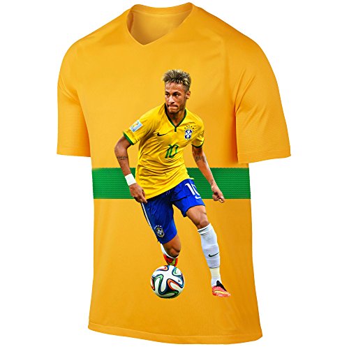 Neymar Jersey Style T-shirt Kids Neymar Jr Jersey Brazil T-shirt Gift Set Youth Sizes ✓ Premium Quality ✓ ✓ Soccer Backpack Gift Packaging (YS 6-8 Years Old, Neymar) - Thumbnail 3