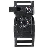 Paracord Planet Knife & Thermometer Buckles – Black – Comes in Single, 3 pack, 5 pack – Scraper, Compass, Whistle, Fire Starter Rod, Multi-tool, Knife, Thermometer