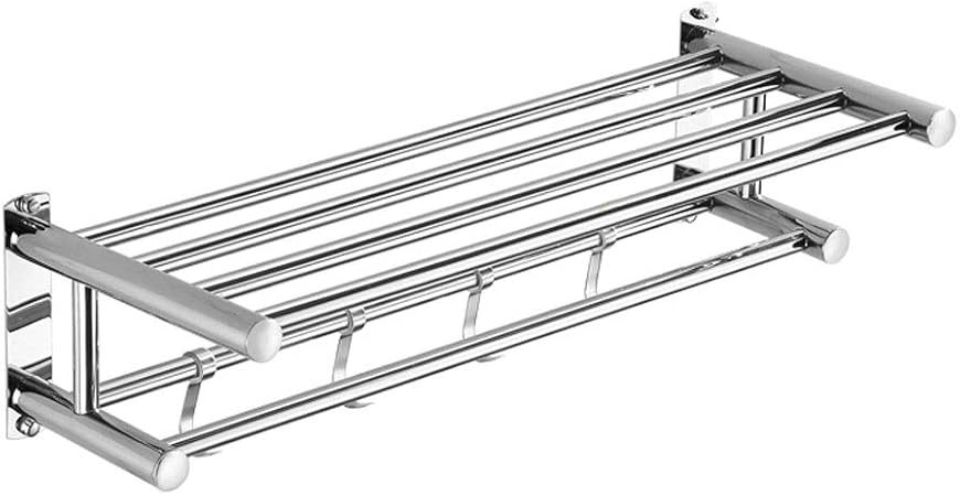 Ghelf Montado en la pared Baño de acero inoxidable Toallero 4 Ganchos