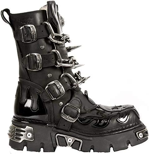 Amazon.com | New Rock Boots WALL1473-S11 Unisex Metallic Black