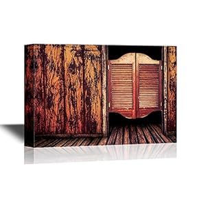 Retro Style Canvas Wall Art - Old Western Swinging Saloon Doors - Gallery Wrap Modern Home Art | Ready to Hang - 12x18 inches