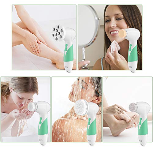 SKM 5 in 1 Facial Cleansing Brush Set, Multifunctional Electric Facial and Body Cleansing Spin Brush Set with 5 Brush Heads for Deep Cleansing, Gentle Exfoliating, Removing Blackhead for Face and Body - Thumbnail 4