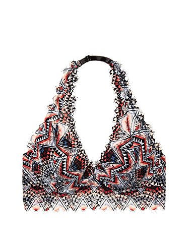 Victoria s Secret Pink Lace Bralette Lightly Lined Halter Geo Orange/Multi XS