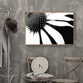 Floating Framed Canvas Wall Art for Living Room, Bedroom Black Flower Canvas Prints for Home Decoration Ready to Hang - 16x24 inches