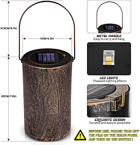 Solar Laterne Außen, Solar Garten Hängende Laterne, Solar Laterne Lichter für hängende Outdoor, Zylinderförmige Nachtlicht Wasserdicht IP44 mit Lichtempfindlichkeit, Solar Laterne für Aussen, Garten