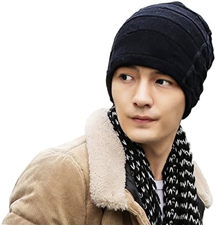Microcosm Mens Winter Hats Soft Warm Wool Knitted Beanie Cap (Navy Blue)