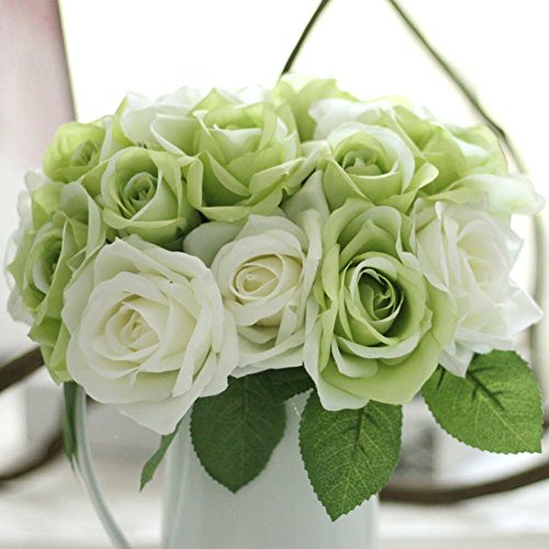 image for Gemdragon Artificial Flowers, Fake Flowers Silk Plastic Artificial Ros