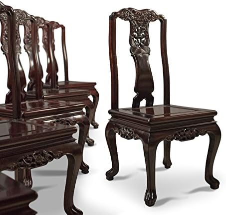London Fine Antiques Traditional Oriental Rosewood Set of 4 Dining Chairs, Late 20th