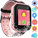 Waterproof GPS Tracker Watch for Kids - IP67 Water-Resistant Smartwatches Phone with GPS/LBS Locator SOS Camera Voice Chat Games for Back to School Children Boys Girls