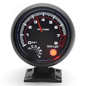 YUXIwang Toerenteller 3.75 “95mm Toerenteller RPM Gauge Wit Geleid met Interne Shift Licht Zwart Geval