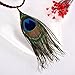 Lureme Native American Braided Leather String with Peacock Feather Pendants Necklace for Women and Girls (01002127)