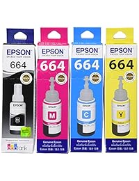 Epson Set de recambio de tinta original (T6641 T6642 T6643 T6644) para L100, L110, L120 L200 L210 L300 L350 L355 L550 L555