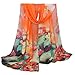 Women's Rose Voile Lightweight Silky Fabric Elegant Sun Long Large Stole Shawl Scarf (Orange)