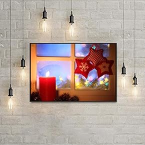 Framed Canvas Home Artwork Decoration Merry Christmas Canvas Wall Art for Living Room, Bedroom - 16x24 inches