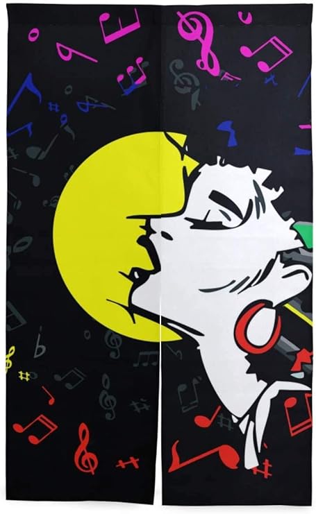 Amazon Tinzzeros のれん おしゃれ 歌手女性歌う音楽ジャズブルース 店舗用 キッチン モダン 半遮光 ショートカーテン 和室の 銭湯 ロングサイズ 透けない 突っ張り棒付き 幅85 丈1 のれん オンライン通販