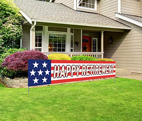 Military Retirement Banner, Army Navy Air Force Marine Corps Police Happy Retirement Party Sign