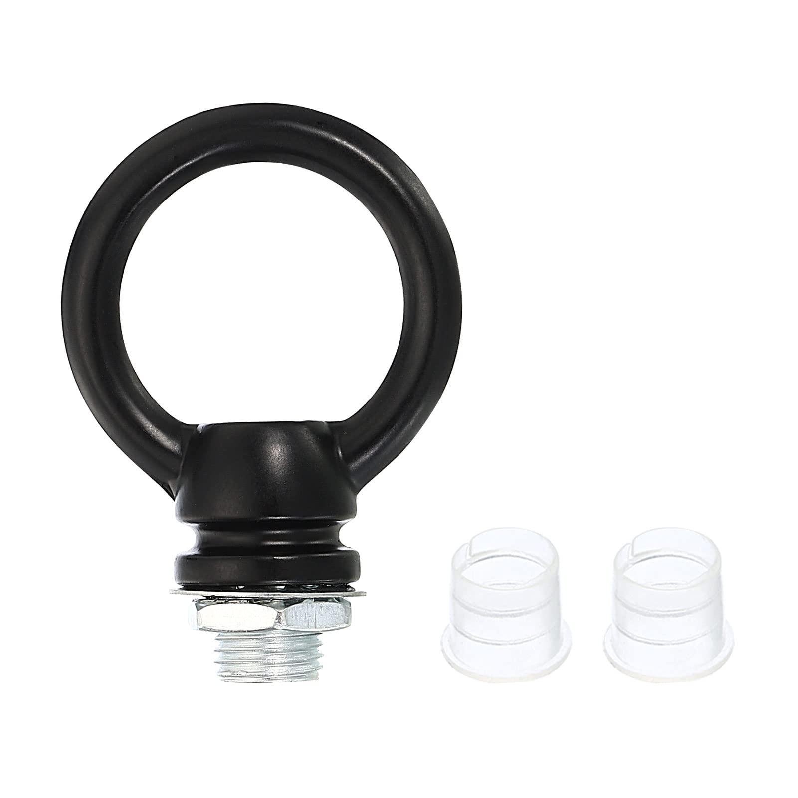 PATIKIL 15kg Load 25mm ID M10 Lamp Female Loop Holder, 1 Set Lifting Eye Nut Hook Ring Shape Structural Support to Chandelier Lighting Fixtures, Black