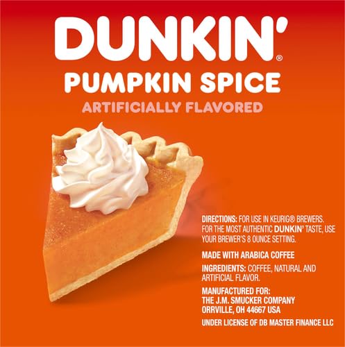 DUNKIN’ PUMPKIN SPICE FLAVORED COFFEE, 10 KEURIG K-CUP PODS